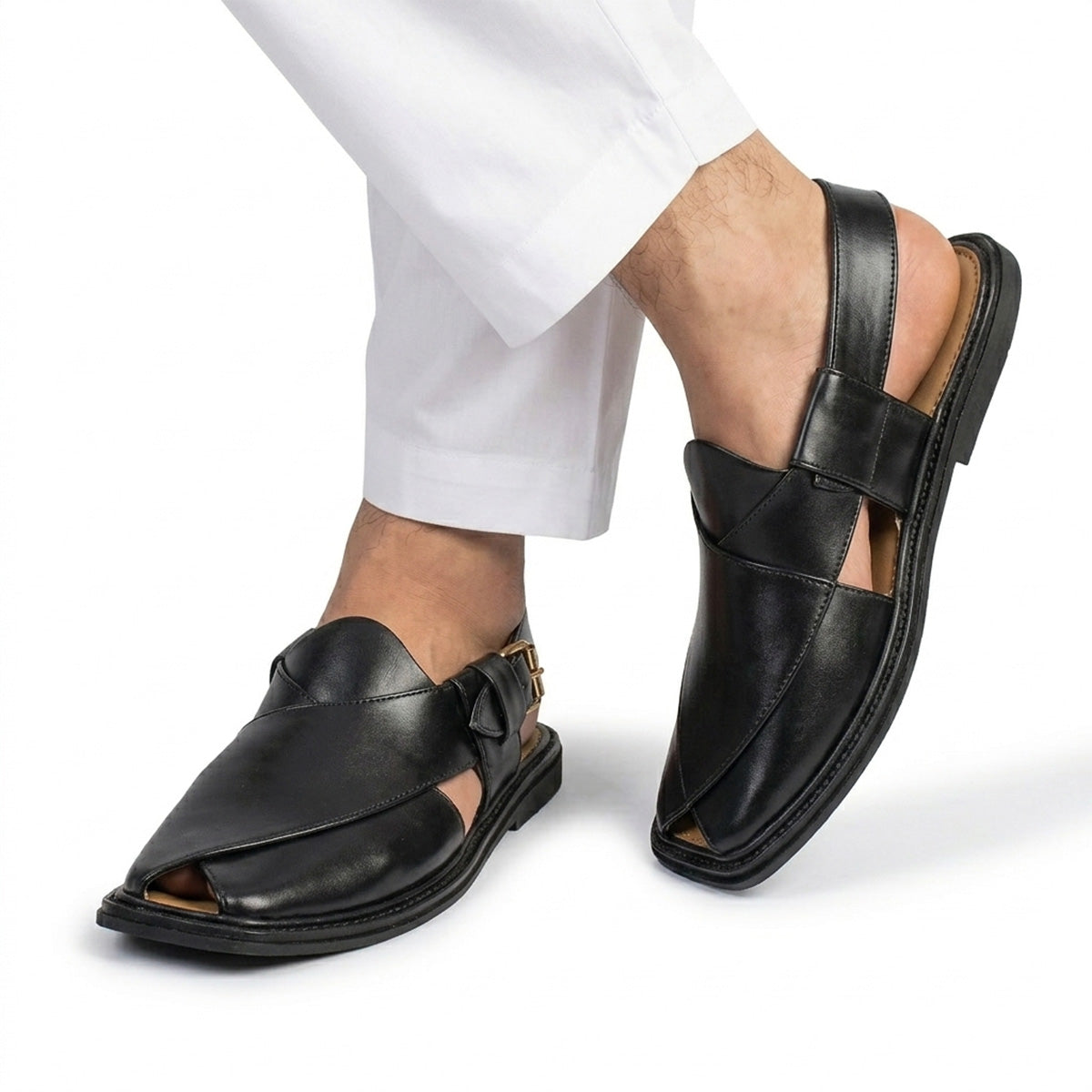 Smart Zalmi Black Peshawari Chappal for Men