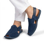 Authentic Dark Blue Suede Peshawari Chappal front view