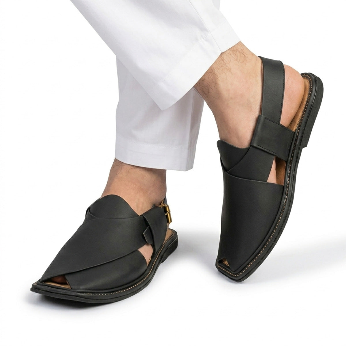 Smart Zalmi Black Matte Peshawari Chappal for Men