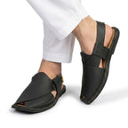 Smart Zalmi Black Matte Peshawari Chappal for Men