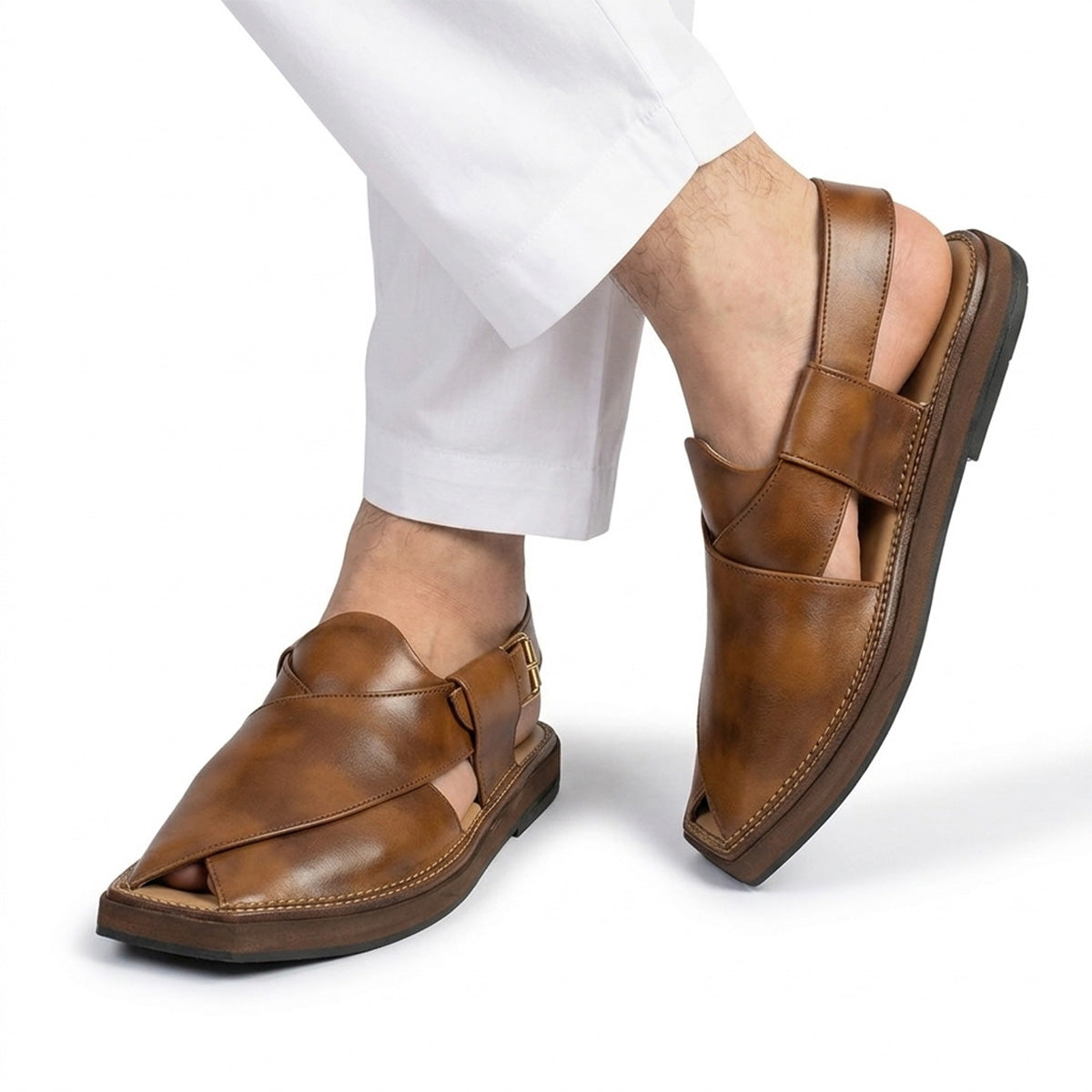 Kaptaan Peshawari Chappal side view for men