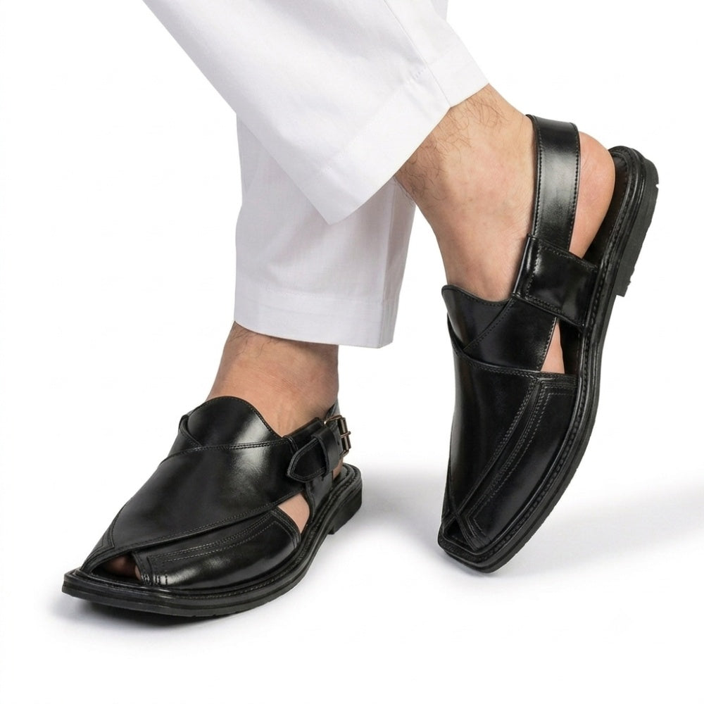 Black Charsadda Classic Takidar Chappal
