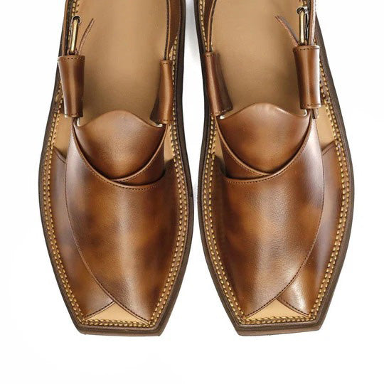 Double Shaded Kaptaan Peshawari Chappal for Men – Brown