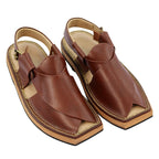 Zalmi Red Kaptan Chappal side view with adjustable strap