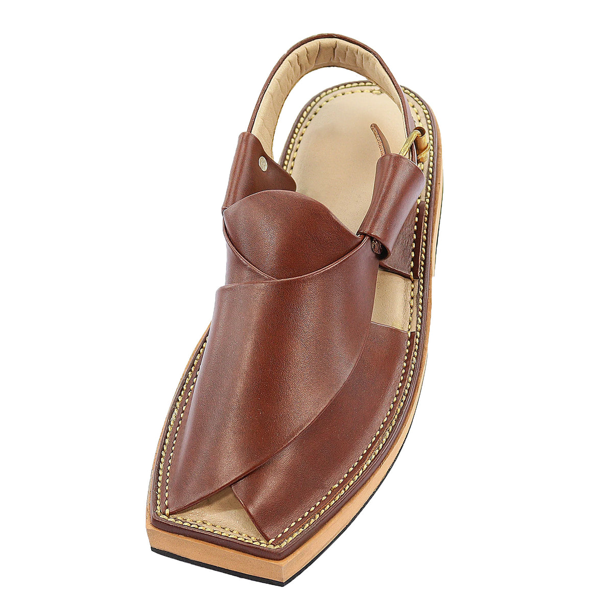 Sole view of Zalmi Red Kaptaan Chappal for men
