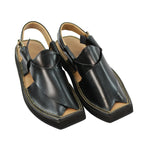 Adjustable buckle strap on Black Kaptaan Peshawari Chappal