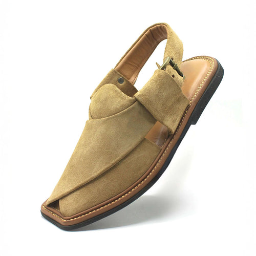 Authentic Beige Suede Sabar Peshawari Chappal for Men