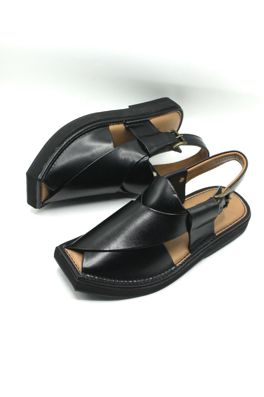 Authentic Black Kaptaan Peshawari Chappal for Men