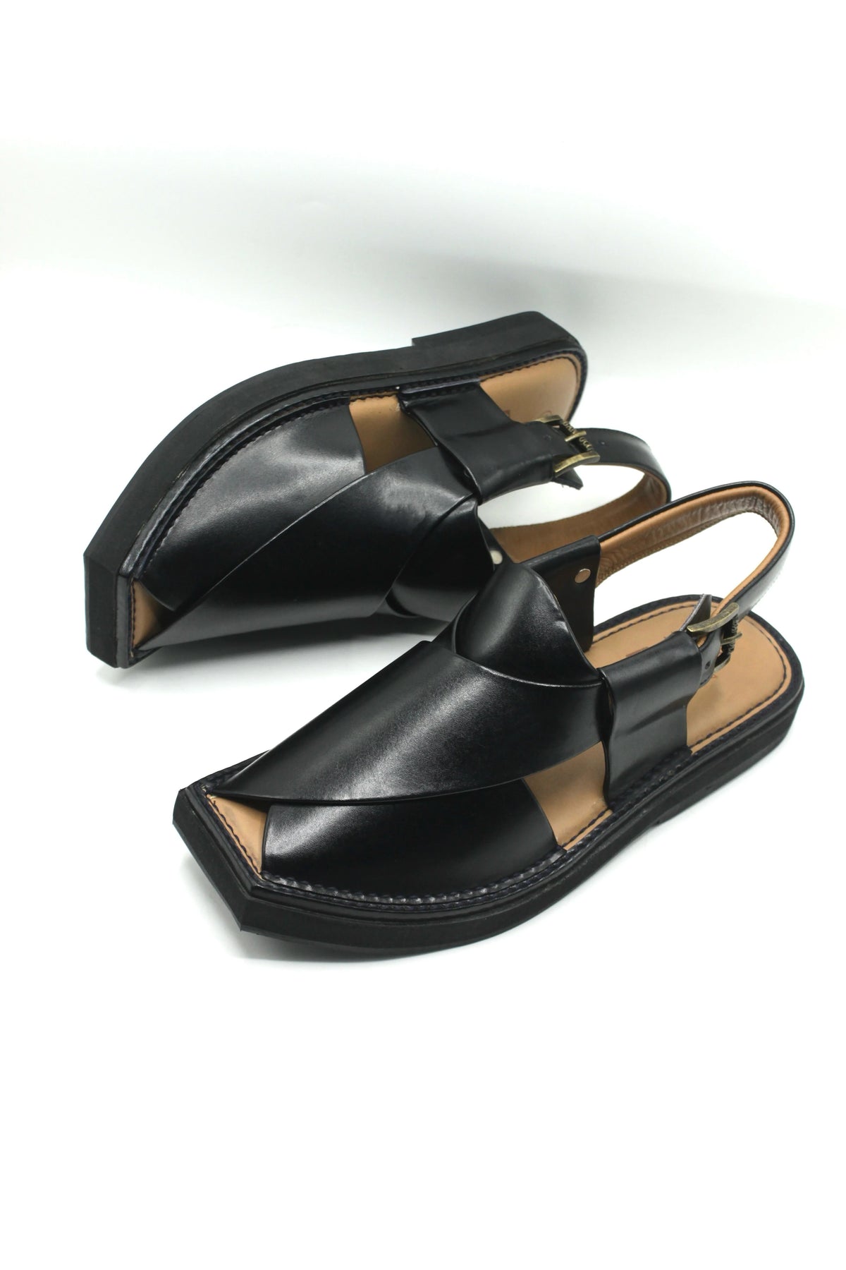 Authentic Black Kaptaan Peshawari Chappal for Men