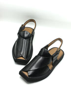 Authentic Black Kaptaan Peshawari Chappal for Men