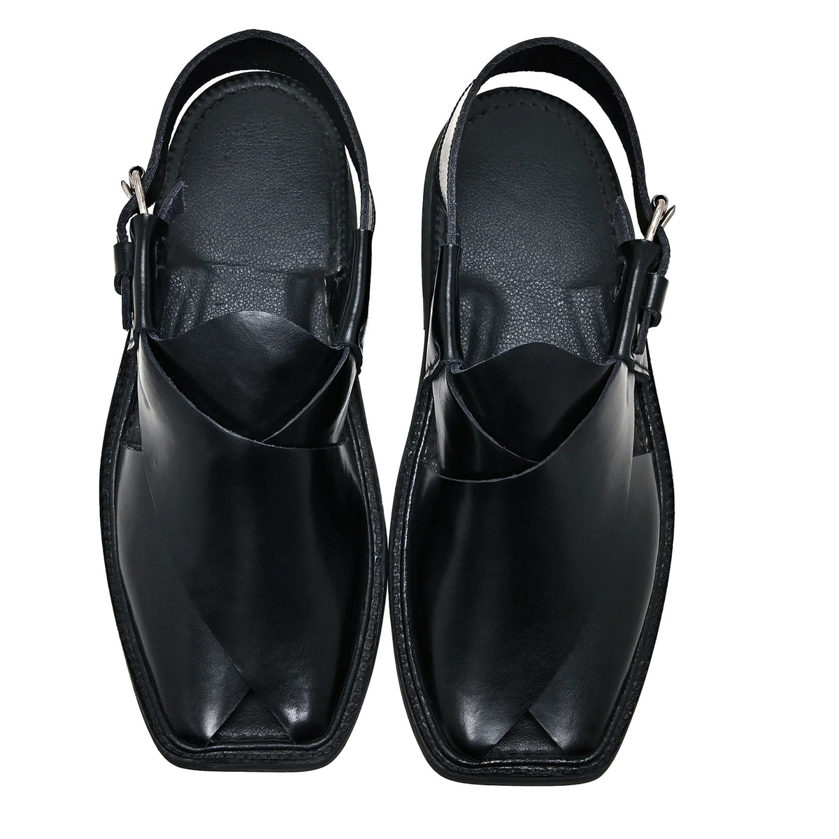 Top view of Black Charsadda Gol T Chappal