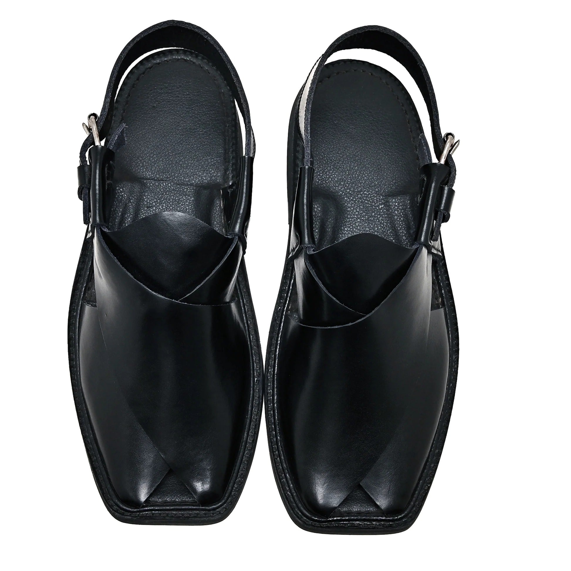 Top view of Black Charsadda Gol T Chappal