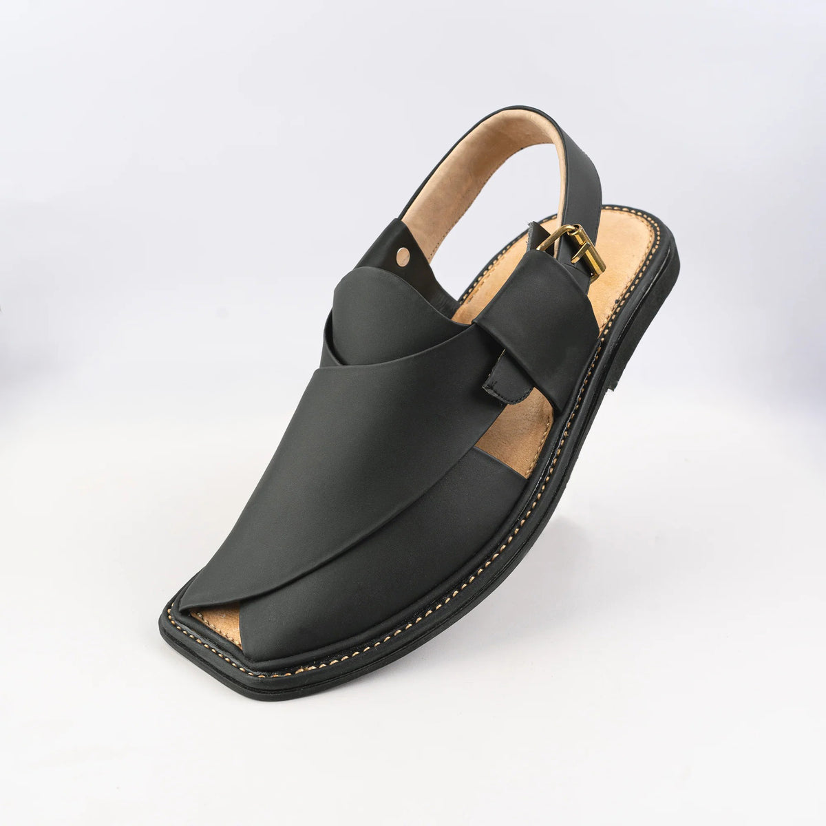Smart Zalmi Black Matte Peshawari Chappal for Men
