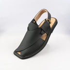 Smart Zalmi Black Matte Peshawari Chappal for Men