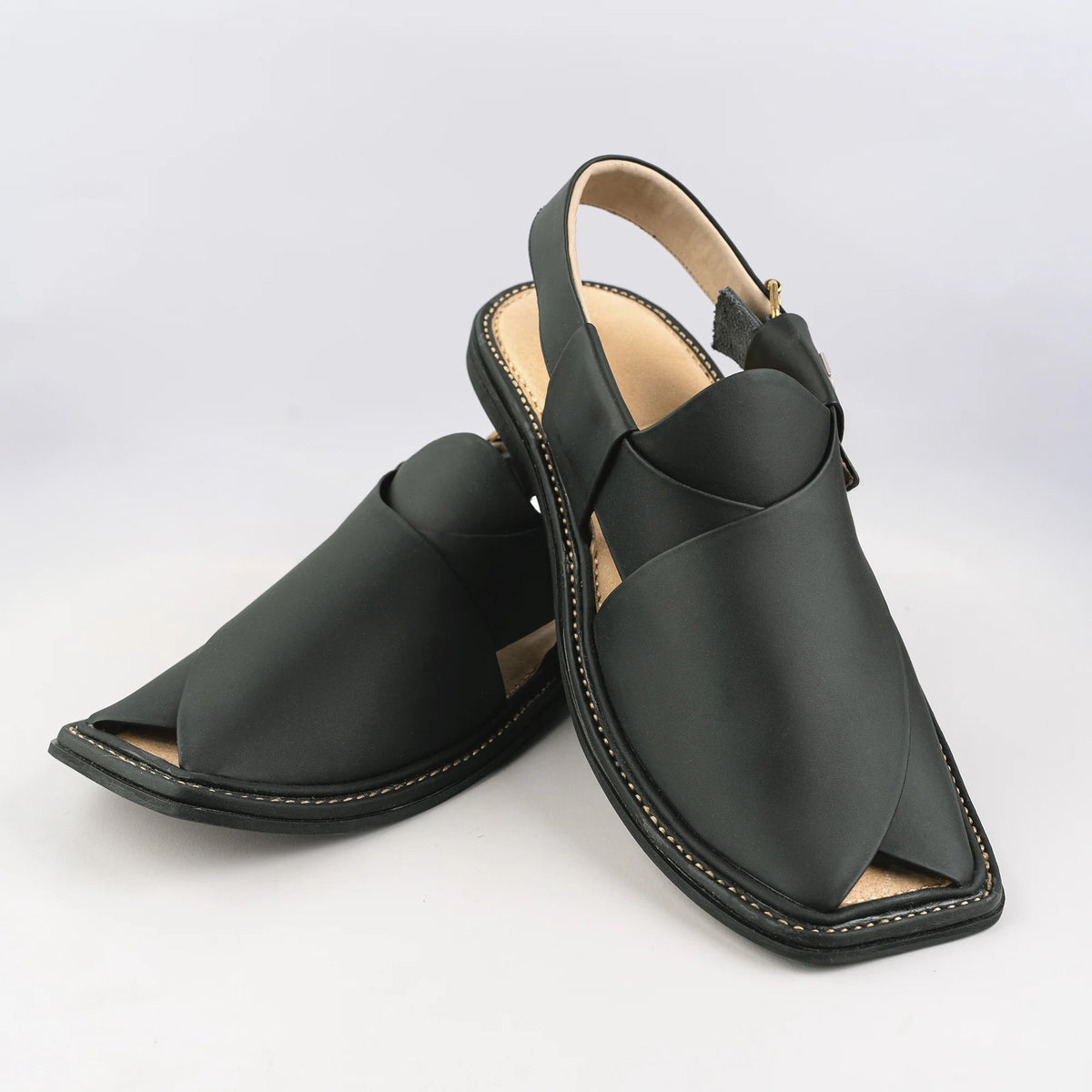 Smart Zalmi Black Matte Peshawari Chappal for Men