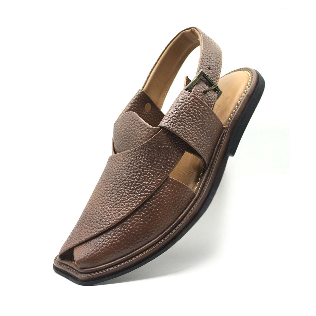 Traditional Brown Granular Peshawari Chappal for Men