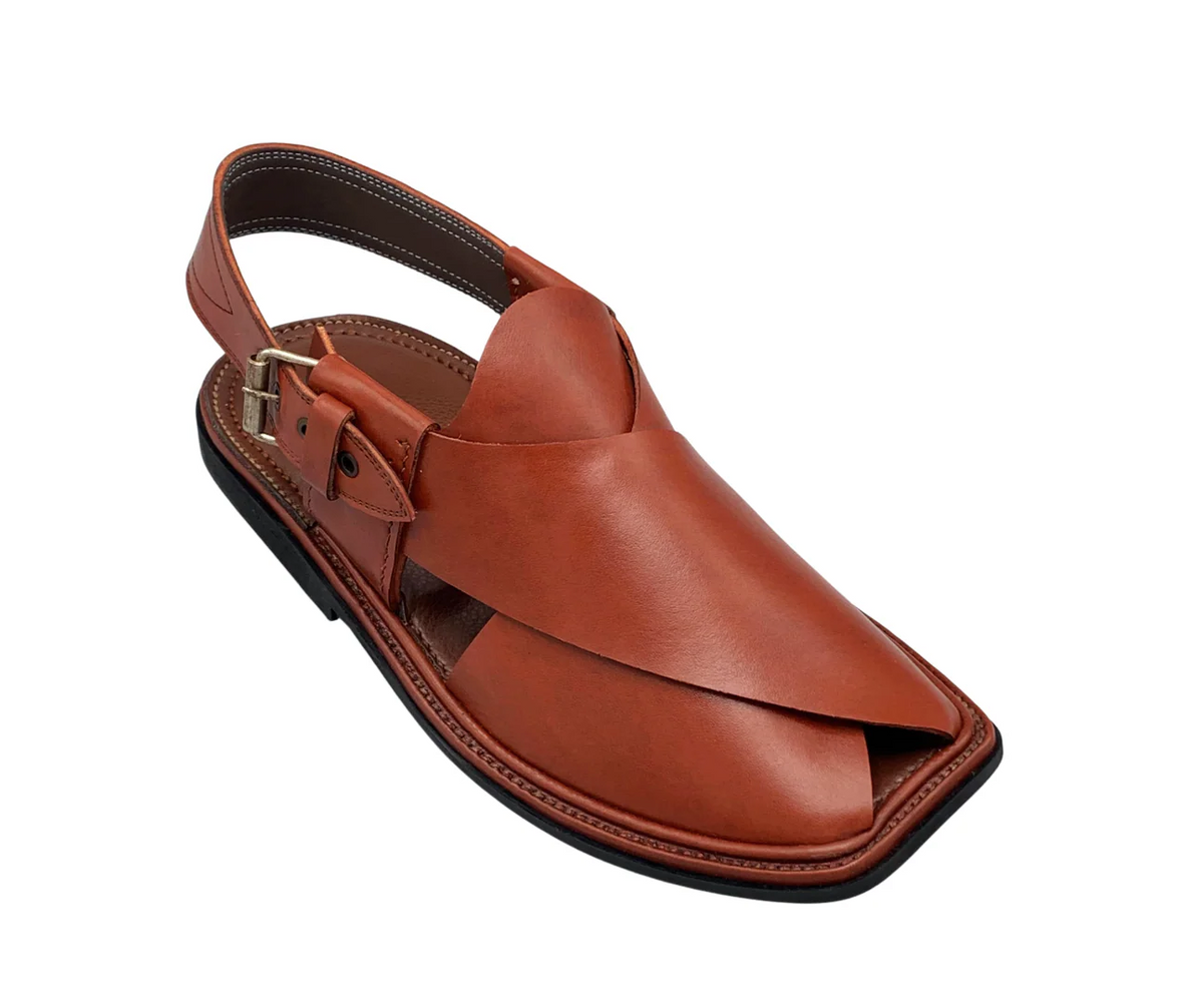 Gol T design detail on Mustard Charsadda Chappal