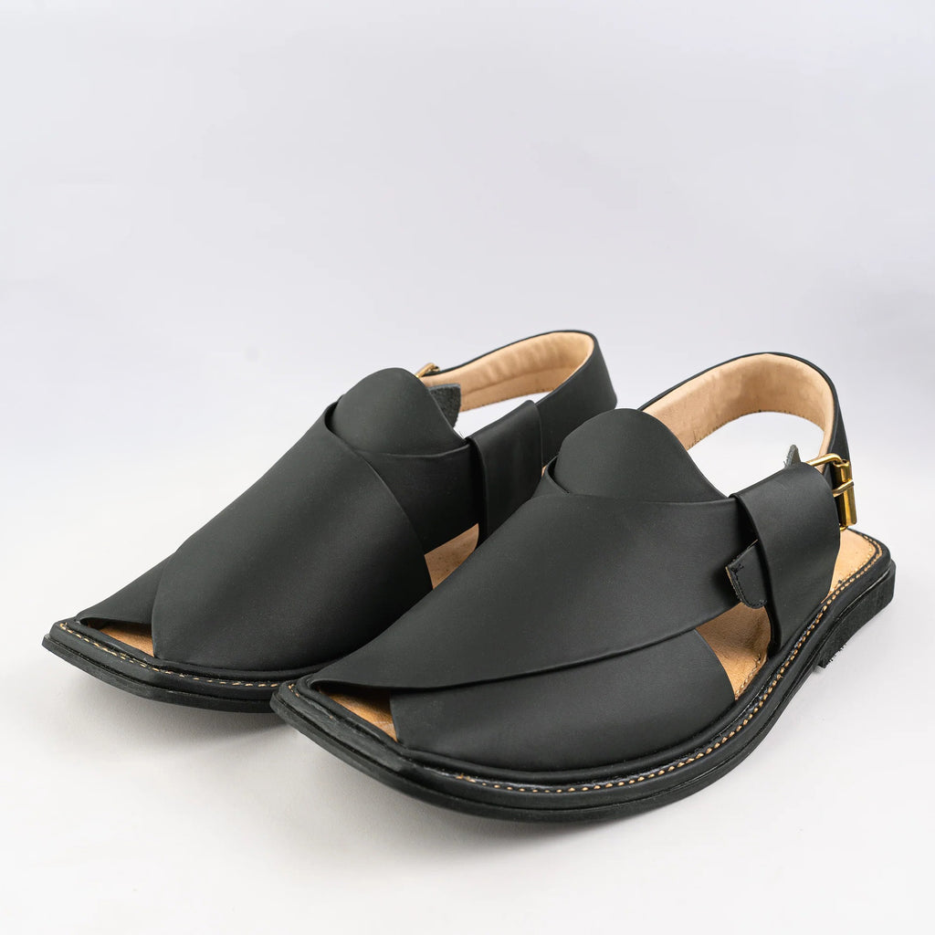 Smart Zalmi Black Matte Peshawari Chappal for Men