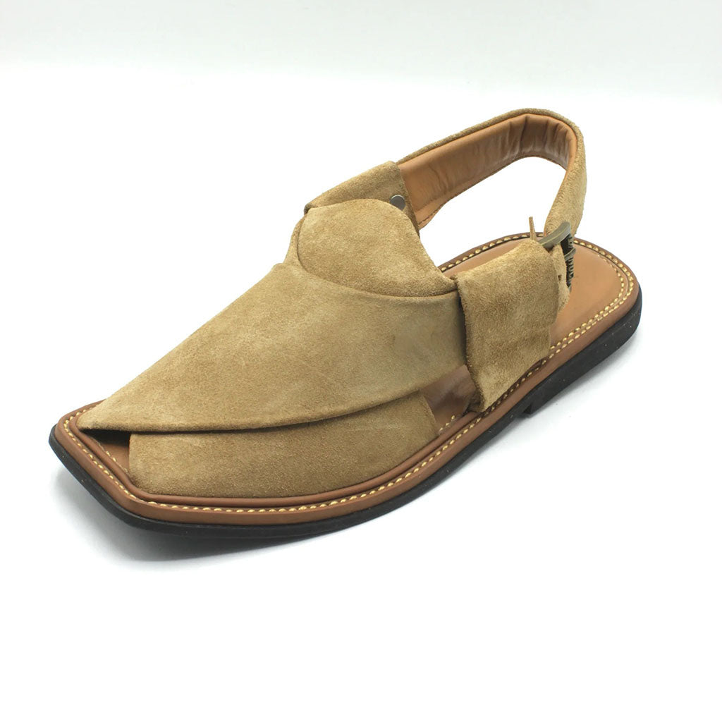 Authentic Beige Suede Sabar Peshawari Chappal for Men