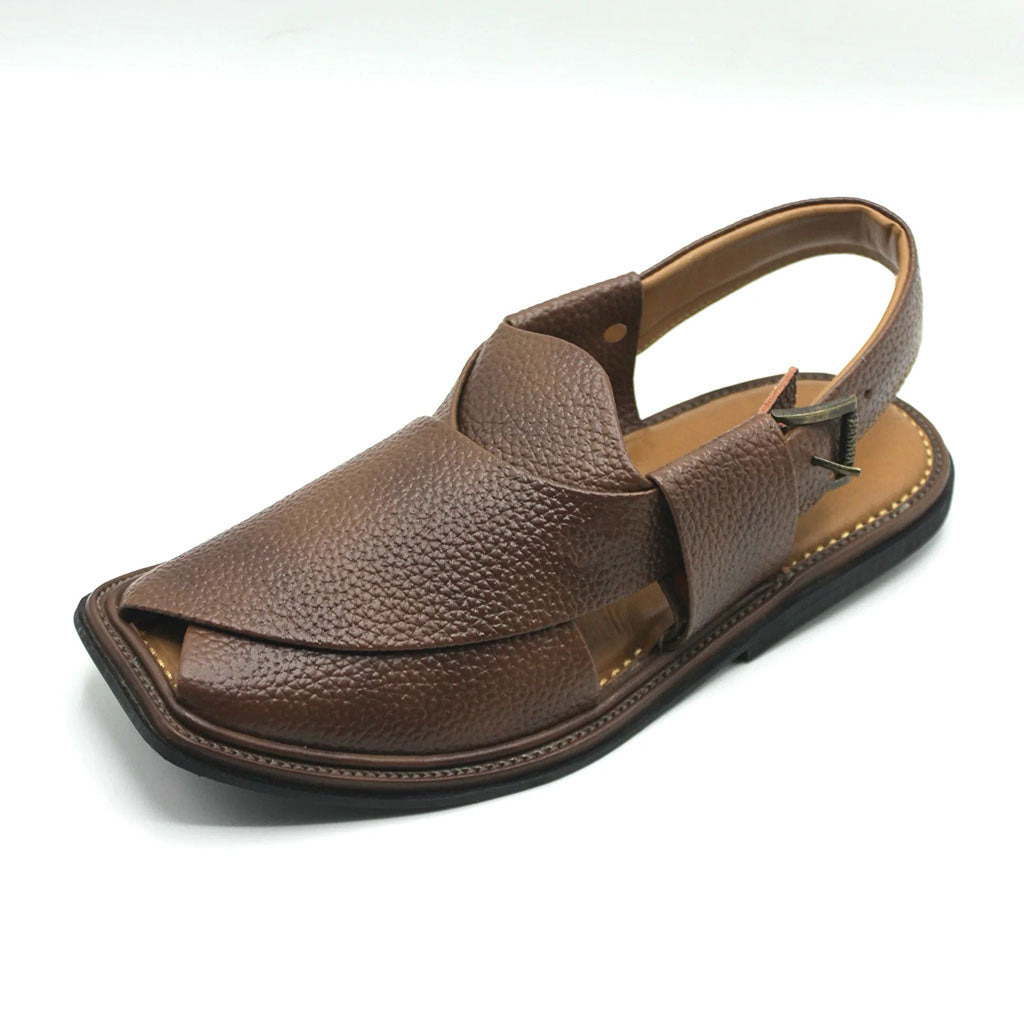 Traditional Brown Granular Peshawari Chappal for Men
