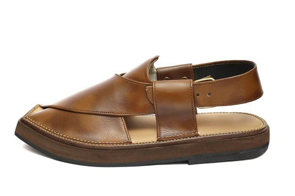 Brown Kaptaan Chappal worn with traditional clothing