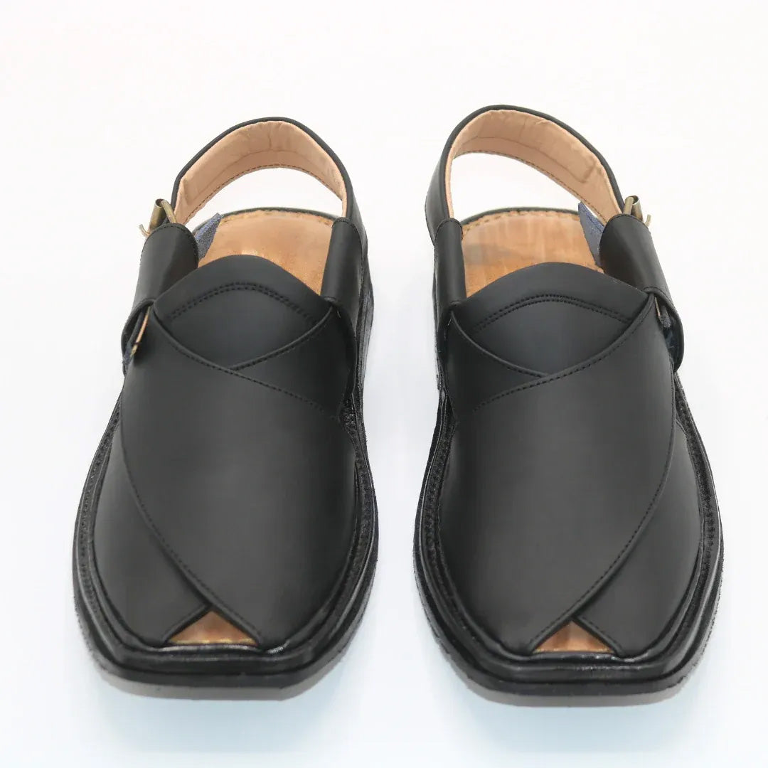 Smart Zalmi Black Matte Peshawari Chappal for Men