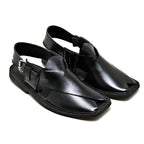 Gol T front design of Black Charsadda Chappal