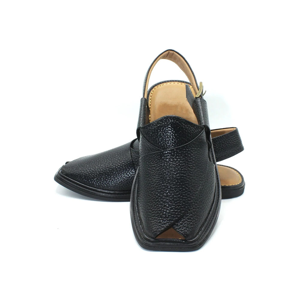 Sole view of Traditional Black Peshawari Chappal