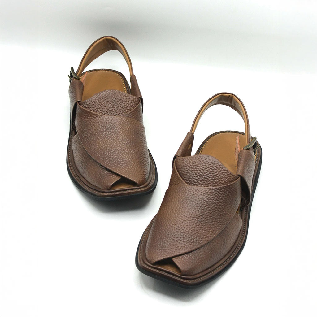 Traditional Brown Granular Peshawari Chappal for Men