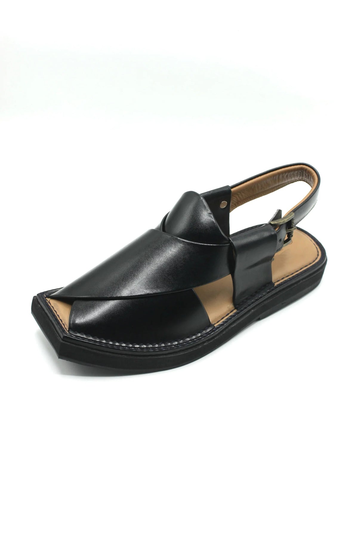 Authentic Black Kaptaan Peshawari Chappal for Men