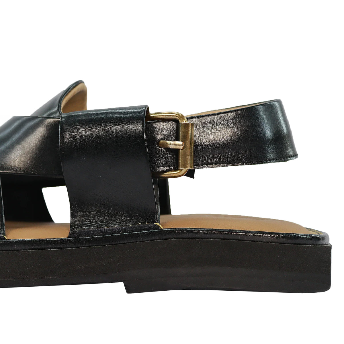Black outsole of Zalmi Kaptaan Peshawari Chappal