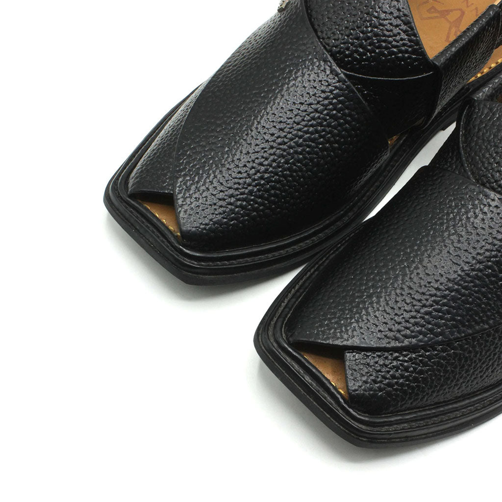 Traditional Black Peshawari Chappal top view